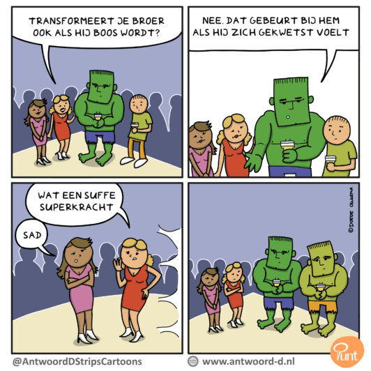 Cartoon Doede Okkema: Broer van de Hulk - Punt.